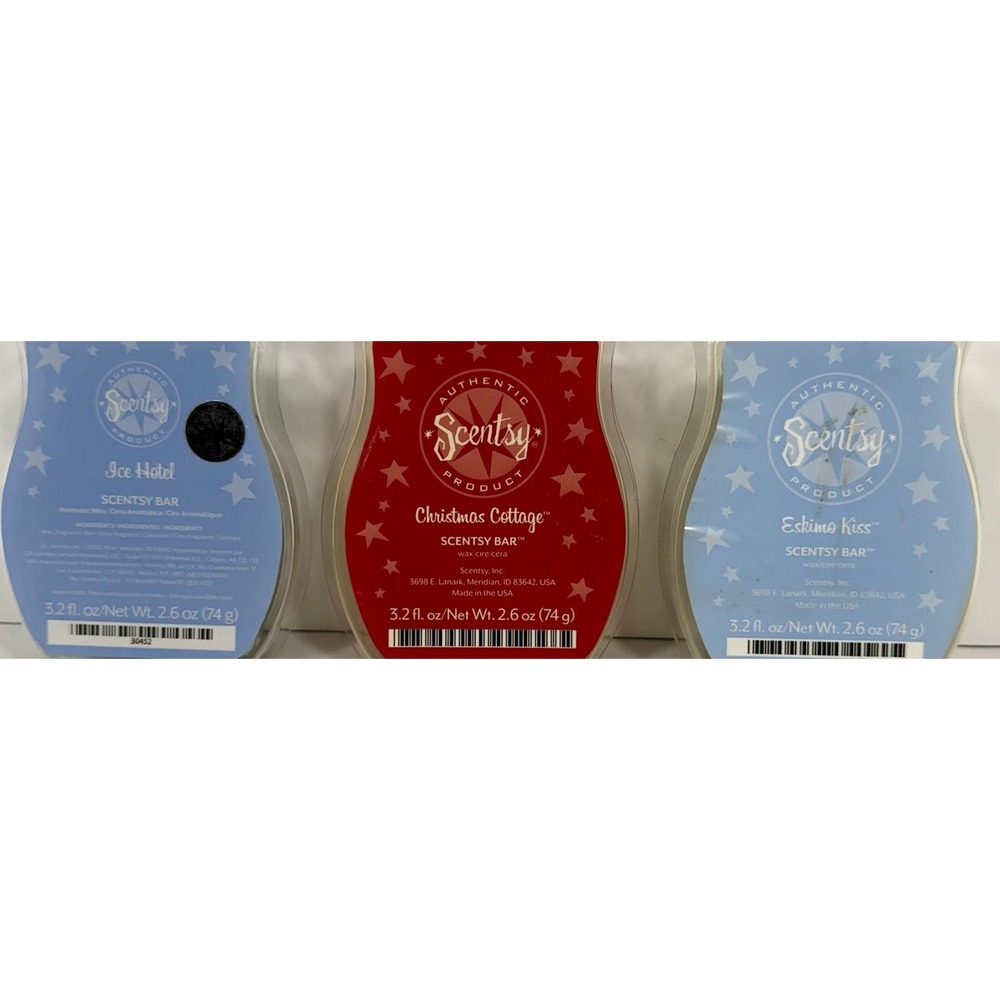 Scentsy Lot (3) Holidays Wax Bars – Ice Hotel, Christmas‎ Cottage, Eskimo Kiss